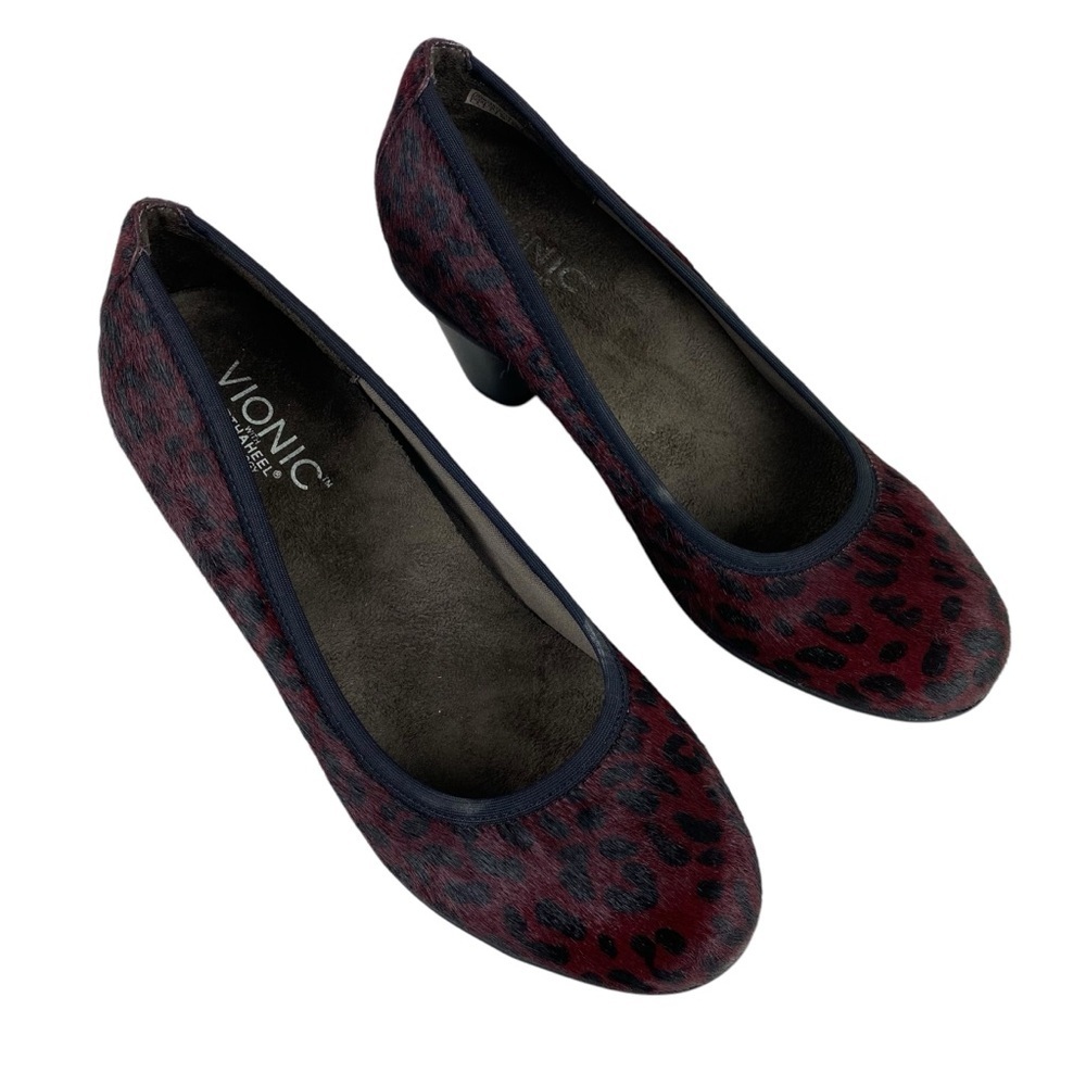 Vionic Mabrey Orthaheel Technology Slip on Pumps Heels Size 7 Calf Hair Burgundy - Picture 6 of 13